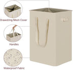 efluky Slim Laundry Basket, Narrow Laundry Hamper with Handles, Collapsible Dirty Clothes Hamper, Tall Laundry Bin for Laundry Room, Dorm and Bedroom, 90L Beige - Image 3