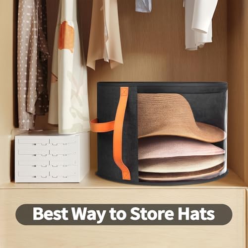 kushon Oversized Clear Hat Storage Box for Women, Cowboy Hat Organizer for Closet, Wide Brims Hat Case with Carrying Handles, Hat Bag (Black) - Image 5