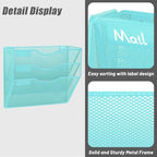 EASEPRES 3 Pocket Mesh Hanging Wall File Organizer, Wall Mounted Mail Paper Document Folder Holder, Clipboard Storage Organization Magazine Rack with Nametag Label for Office Home School, Blue - Image 5