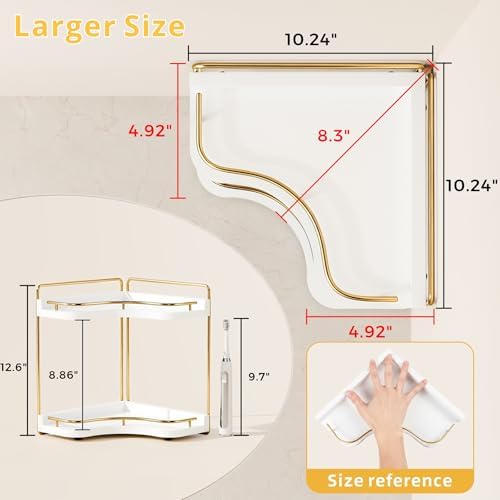 2-Tier Corner Bathroom Counter Organizer, Larger Size - Image 3