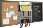 MyGift 3 Panel Gray Solid Wood Bulletin Board Set Chalkboard Cork Board by MyGiftHome