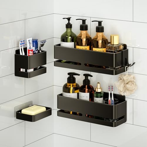 Bathroom Shower Caddy,No Drill Shower Shelves(5-piece Set-Black) by Unknown