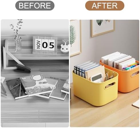 ORGIDOL 8 Pack Colorful Storage Bins with Lids Stackable Storage Container for Organizing, Storage Boxes with Handle for Shelves, Cute Storage Bin for Craft, Snacks, 9.85x6.9x5.7 inch - Image 7