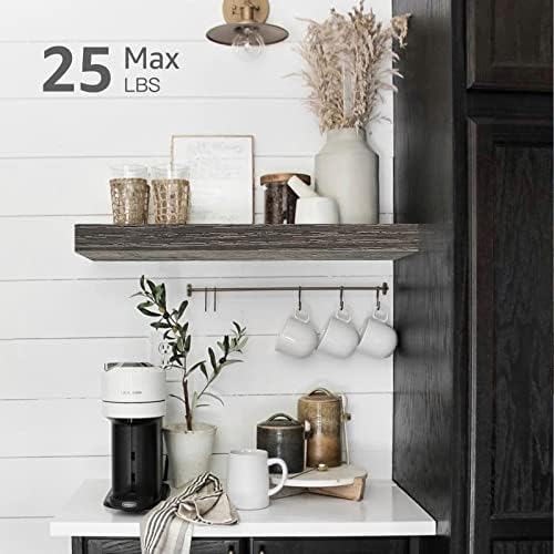 QEEIG Bathroom Floating Shelves for Wall - 15.7" Wall Mounted Shelf Over Toilet Farmhouse Home Decor Display Bookshelf Small 15.7 x 6.7 inch Set of 2, Grey (008-40GY) - Image 4