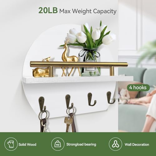 Key Holder Wall Mount Mail Organizer,4 Hook Semicircle Key Rack - Image 5