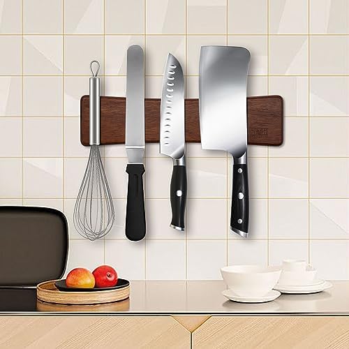 HOSHANHO Knife Magnetic Strip, Acacia Wood Powerful Magnetic Knife Holder - Image 5