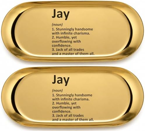 Pawpy Mate Catchall Tray Set of 2, Stainless Steel Oval Gold 7x3 Inch Vanity and Decorative Tray, Rust Resistant Stackable Modern Polished Organizer by Unknown
