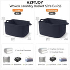 65L Large Laundry Basket with Handles,Woven Blanket Basket,Navy - Image 2
