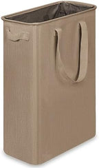 efluky Slim Laundry Basket, Narrow Laundry Hamper with Handles, Collapsible Dirty Clothes Hamper, Tall Laundry Bin for Laundry Room, Dorm and Bedroom, 12.7 Gallons(48L) Flax Brown by efluky