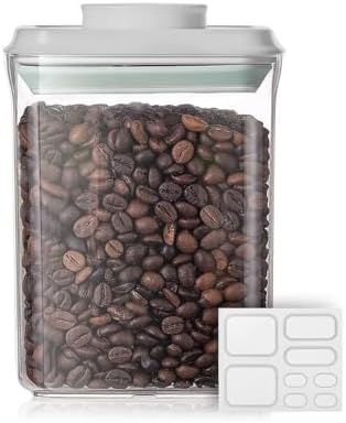 Ankou Food Airtight Containers (1500ml) 1.5 Qt Pop Up Food Formula Container With Lids, Bpa-Free One Button Open Stackable Container for Coffee Tea Brown Sugar Cereals - 8 Labels - Clear by ANKOU
