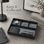 GORESE Leather Valet Tray for Men, Nightstand Organizer Desk Tray, Black - Image 6