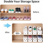 Antigo Shoes Slots Organizer for Closet, Adjustable Shoe Rack Organizador De Zapatos for Closet Organization, Shoe Storage Shoe Holder Space Saver for Entryway(12 Pack)(White) - Image 2