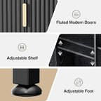 Over The Toilet Storage Cabinet with Fluted Doors and Adjustable Shelf, Tall Bathroom Organizer with Metal Stand Space Saver Over Toilet , Wood Rack for Bathroom, Restroom, Laundry, Natural Black - Image 6