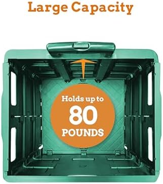 Inspired Living Ultra-Slim Rolling Collapsible Storage Pack-N-Roll Utility-carts, with Telescopic Handle, for Home, Garden, Shopping, Office, School use, Large, Motif Print - Image 3