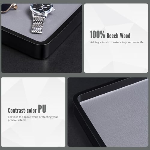 ProCase Wood Valet Tray for Men, Key Tray, Desk & Nightstand -Black - Image 3