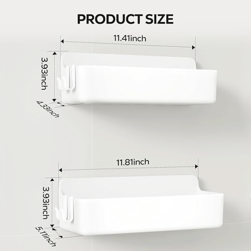 Nieifi Adhesive Shower Shelves, White, 2 Pieces - Image 2