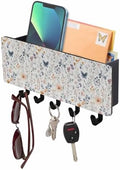 Watercolor Flower Key Holder Wall Mount,Spring Farm Leaf Country Retro Plant Black Hanging Mail Organizer with 5 Key Hooks Wall Decorative,Adhesive Key Rack with Shelf for Kitchen Entryway Decor by Unknown