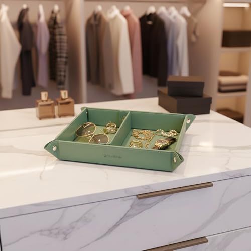 UnionBasic Medium Valet Tray, Jewelry Tray for Rings Earrings, Entryway Catchall Caddy for Coins Keys Change, Nightstand Bedside Valet Holder, Trays for Electronic Gadgets, Malachite Green Plus - Image 5