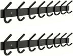 Coat Rack Wall Mount – 24 Inch Stainless Steel Hook Rail with 8 Double Coat Hooks for Hanging – Wall Mounted Entryway Organizer for Coats, Hats, Bags, Towels, Robes, Closet or Bathroom - Black 2 Pack by SAYONEYES
