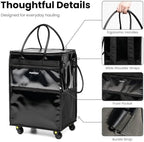 Rolling Grocery Bag with Wheels, 67L Foldable Shopping Cart Bag with Wide Shoulder Straps, 5 Detachable Wheels, Buckle Storage Strap, Large Reusable Utility Tote for Groceries(Black, Medium) - Image 6