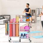 FUTASSI Home Gym Storage, 3 Tiers Workout Equipment Organizer with Wheels for Yoga Mats, Foam Roller, Dumbbells, Kettlebells, and Resistance Bands - Image 6