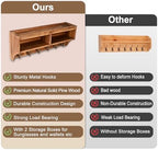 Key Holder Wall Mount with Mail Organizer, 6 Hooks & Shelf, Brown - Image 4