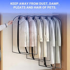 60" Dress Bags for Gowns, 6 Packs All Clear Garment Bags for Hanging Clothes, Plastic Waterproof Dress Cover, Long Dress Bag with Zipper for gown, winter long coats,Uniforms, dance costume - Image 5