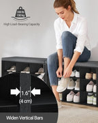 Hzuaneri Shoe Storage Bench with Cushion, Storage Bench with 18 Cubbies - Image 6