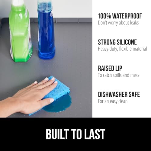 GORILLA GRIP Waterproof Silicone Under Sink Mat, Stay in Place, 34x22 Gray - Image 2