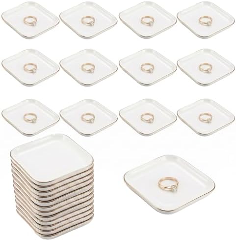 12 Pack Ceramic Jewelry Trays, 4.6 Inch Decorative Trinket Dish Set for Vanity Organizer & Bathroom Decor, Birthday Gifts for Women by Unknown