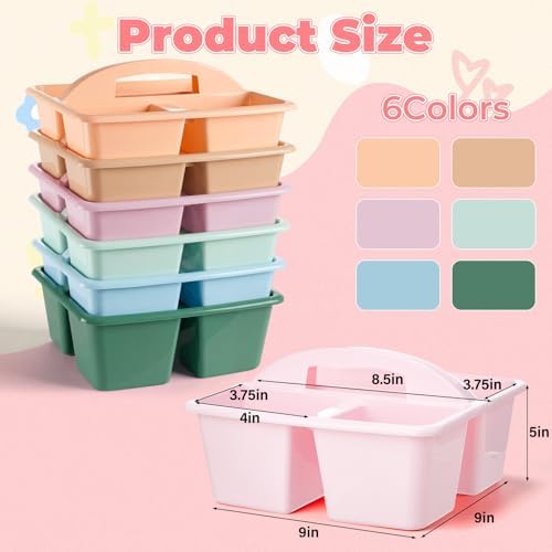 Kathfly 18 Pack Classroom Caddy Organizer with Handle, Plastic Art Craft Cleaning Caddy Bulk, Small Multipurpose Supply Organization Storage Basket for Table Desk Office Pencil Teacher (Morandi Color) - Image 5