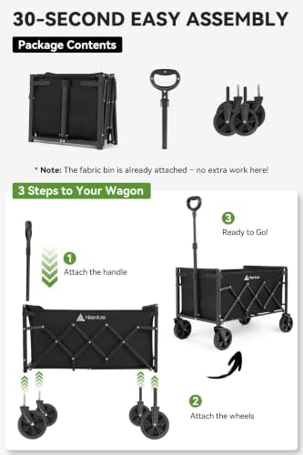 Hikenture Collapsible Wagon Cart with Wheels, 220 lbs Foldable Wagon - Image 6