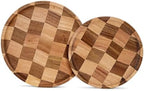Wood Serving Trays - Set of 2 Round Serving Platters, Wooden Decorative Board Charcuterie Boards for Serving Breakfast Dinner Appetizers Coffee BBQ Party (1 x 9.4 in, 1 x 7.8 in) by TJPOP