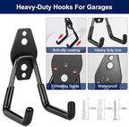 18 Pack Garage Hooks, Anti-Slip Coating, Hooks for Hanging Heavy Duty for Garages, Bicycles, Ladders, Gardening, Tools, Including 3 Organizing Straps - Image 3
