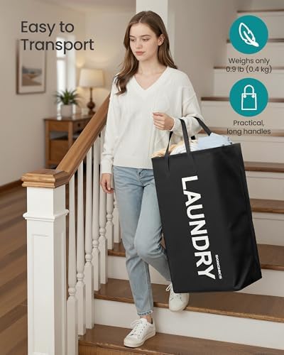 SONGMICS Laundry Hamper, 80 L Foldable Laundry Basket with Handle - Image 4