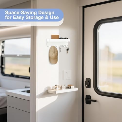 RELBRO Magnetic Key Holder for Fridge, Key Rack with Shelf, White - Image 2