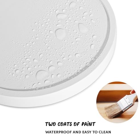 Wood Lazy Susan Turntable Kitchen Decor Round Table Tray, 10" White - Image 5