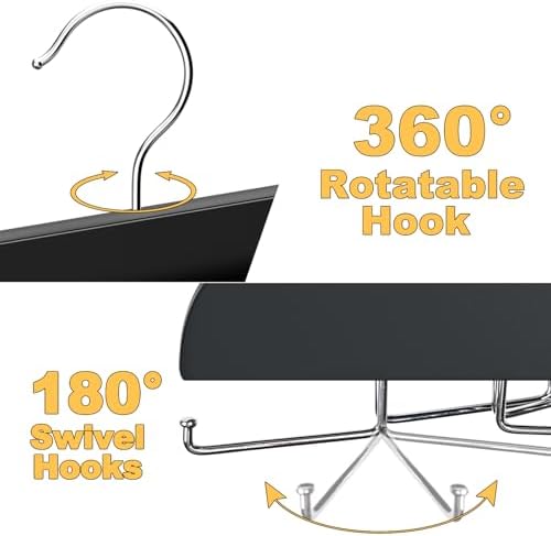 Tank Top Hanger with Premium Wood, 24 Large Capacity, Space Saving,360 Degree Rotating, Foldable Metal Hooks, Tank Tops - Image 3
