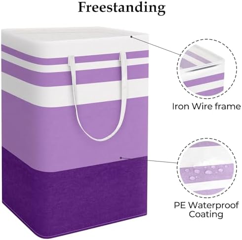 StorageRight Laundry Basket Hamper, 75L Collapsible Clothes Storage, Purple - Image 3