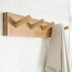 SKOLOO Coat Rack Wall Mount 17 inch, 5 Hooks, Bamboo, Shaker Style, Natural - Image 2