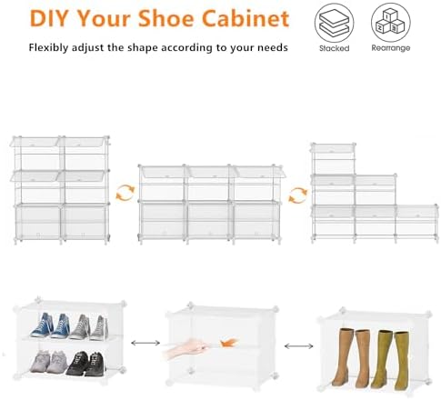 AWTATOS 6 Tiers Shoe Rack Organizer, 24 Pair Shoe Storage Cabinet, Clear - Image 6