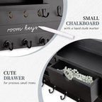 Nekon Key Holder Wall Mount with Drawer, 14.5" Mail Holder, Black - Image 3
