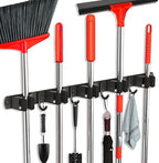 2 Pack Mop and Broom Holder Wall Mount, Upgraded Broom Hanger Wall Mount, Stainless Steel Broom Organizer for Closet Garage Laundry Room Kitchen Wall Decor Black 5R4H - Image 6