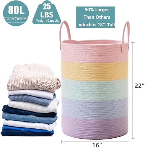 80L Extra Large Rainbow Hamper Laundry Basket for Girls Kids - Image 3