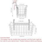 MaraFansie Basket with Hook, Grid Storage Basket, Over the Cabinet Door Organizer, Wire Hanging Basket with Hook Over the Railing, Under Sink Kitchen Cabinet, Pantry, Bathroom, White, 2 Pack - Image 2