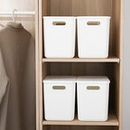 Yishyfier Plastic Storage Baskets Bins Boxes With Lids,Organizing Container White Storage Organizer Bins For Shelves Drawers Desktop Playroom Classroom Office,4-Pack - Image 4