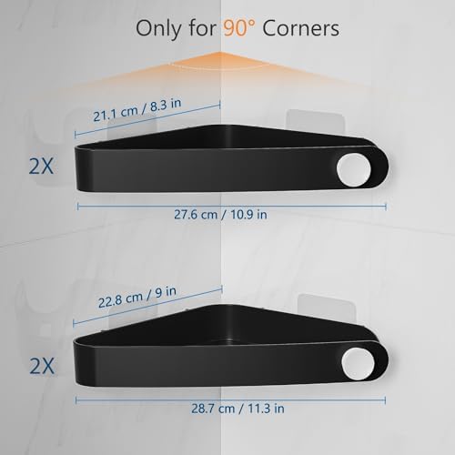 Sotfamily Plastic Shower Caddy Corner (for 90° Only), 4 Pack, Black - Image 2