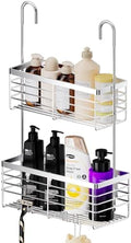 SHANSHUI Shower Hanging Caddy, Double Bathroom Showers Organizer Basket, Shampoo Bracket, Over Door Shower Rack with Hooks, 304 Stainless Steel Rustproof by SHANSHUI
