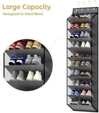 KEEPJOY 10 Tiers Mesh Over Door Shoe Organizer Storage, Hanging Shoe Holder for Door with Large Deep Pockets, Holds 20-30 Pairs of Shoes, Ideal for Sneakers & Boots(Grey) - Image 5