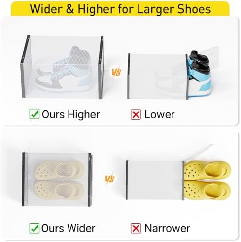 Kuject X-Large Shoe Storage Boxes with Activated Charcoal Packs for Closet - Image 5